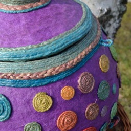 Giant Paper - Mache Jar, Cat Cave, Wall Hanging Plant Holder, Extra Large Round Box, Paper Mache Box With 99 Hemp Rope Circles, Hippie Art - thumbnail 2