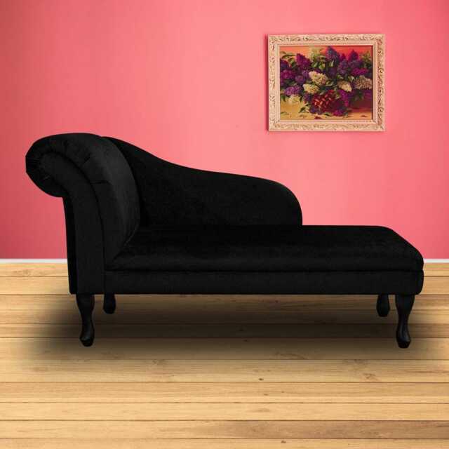 Super Soft Black Velvet Chaise Longue - Indoor Sofa Lounger Handmade in Britain - image 1
