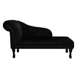 Super Soft Black Velvet Chaise Longue - Indoor Sofa Lounger Handmade in Britain - thumbnail 3