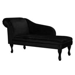 Super Soft Black Velvet Chaise Longue - Indoor Sofa Lounger Handmade in Britain - thumbnail 2