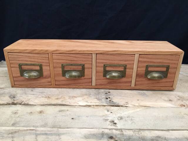 Oak Antique Style Bank Of Drawers, Organizer, Storage, Card Catalog, Storage Boxes, Apothecary Drawers, Handmade Keepsake Box - image 1