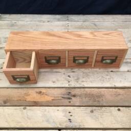 Oak Antique Style Bank Of Drawers, Organizer, Storage, Card Catalog, Storage Boxes, Apothecary Drawers, Handmade Keepsake Box - thumbnail 2