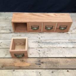 Oak Antique Style Bank Of Drawers, Organizer, Storage, Card Catalog, Storage Boxes, Apothecary Drawers, Handmade Keepsake Box - thumbnail 4