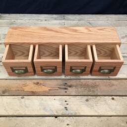 Oak Antique Style Bank Of Drawers, Organizer, Storage, Card Catalog, Storage Boxes, Apothecary Drawers, Handmade Keepsake Box - thumbnail 3