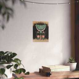 Lunar Moth Art Print Mystical Moonflower, Witchy Gothic Decor - thumbnail 2