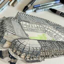 St James' Park Drawing Inspired Christmas Bauble Design - Football Decoration Gifts Stadium Art Newcastle - thumbnail 2