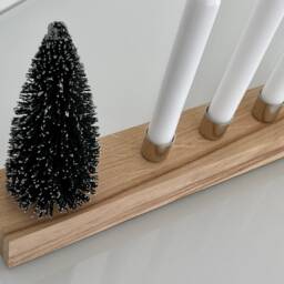 Modern Advent Wreath Made Of Oak & Silver Candle Nozzles Solid Wood - thumbnail 2