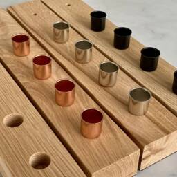 Modern Advent Wreath Made Of Oak & Silver Candle Nozzles Solid Wood - thumbnail 3