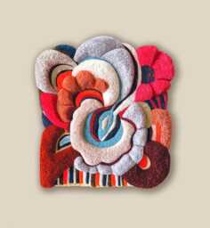 Hand-Tufted Wool Wall Hanging, Abstract Floral Fiber Art - thumbnail 1