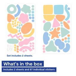 Large Abstract Shapes Decals - Colourful Organic Wall Stickers For Kids Bedroom, Playroom, Nursery Fabric Pastel Shape Mural - thumbnail 4