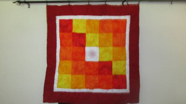Embroidered Red Flower Throw Quilt - image 1