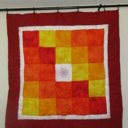 Embroidered Red Flower Throw Quilt - thumbnail 2