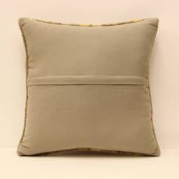 Turkish Kilim Pillow, 16x16 Bohemian Handwoven Anatolian Turkey Sofa Cushion Cover, 4Kf-331 - thumbnail 4