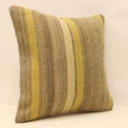 Turkish Kilim Pillow, 16x16 Bohemian Handwoven Anatolian Turkey Sofa Cushion Cover, 4Kf-331 - thumbnail 2