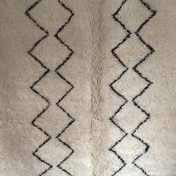 Beni Ourain Rug - Moroccan Handwoven Rug, Pure Wool, Ivory With Black Marks/156 X 240 cm 5.11 7.87 Ft Code 031 - thumbnail 2