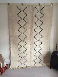 Beni Ourain Rug - Moroccan Handwoven Rug, Pure Wool, Ivory With Black Marks/156 X 240 cm 5.11 7.87 Ft Code 031