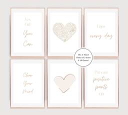 Beige Quote Prints, Neutral Living Room Print, Hearts Bedroom Wall Art, Inspirational, Positive, Affirmations, Motivational Message Poster - thumbnail 1