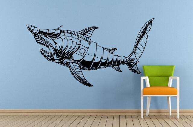 Iron Metal Shark Fish Submarine Navy Boat Old Ship Yat Liner Ocean Sea Lake River Transport Wall Decal Vinyl Sticker Mural Room Decor L1705 - image 1
