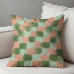 Pastel Green Blush Cushion Cover, Abstract Check Pillow Case, Soft Modern Decorative Sofa Throw Pillowcase - thumbnail 3