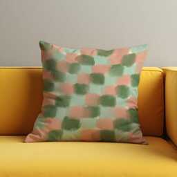 Pastel Green Blush Cushion Cover, Abstract Check Pillow Case, Soft Modern Decorative Sofa Throw Pillowcase - thumbnail 1
