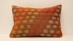 Turkish Kilim Pillow, 16x24 Handwoven Decorative Throw Bohemian Pillow, Sofa Cushion Cover 4Kaf-135