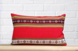 Red Ribbed Southwestern Pillow - thumbnail 1