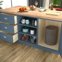 Stand Alone Island Kitchen Breakfast Bar Unit With Storage - thumbnail 3
