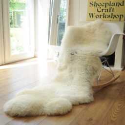"100% British Rare Breed Double Sheepskin Rug in Undyed ""Limestone Cream" - thumbnail 4
