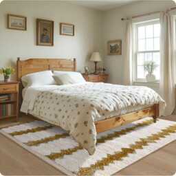 White & Mustard Gold Moroccan Rug, Modern Berber Shag Carpet, Handwoven Beni Ourain Style Area Rug For Living Room - thumbnail 2