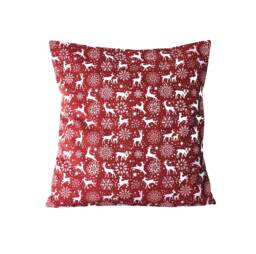 "Red White Woodland Stag Christmas Snowflake Cushion Cover 14"" 16"" 18"" 20"" 22"" 24" - thumbnail 1