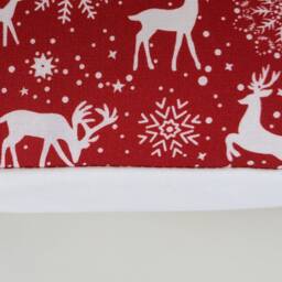 "Red White Woodland Stag Christmas Snowflake Cushion Cover 14"" 16"" 18"" 20"" 22"" 24" - thumbnail 2