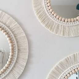 Set Macrame Wall Mirror , Discount Macram?? Decor Boho Bedroom Home Fast Shipping - thumbnail 2
