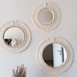 Set Macrame Wall Mirror , Discount Macram?? Decor Boho Bedroom Home Fast Shipping - thumbnail 3