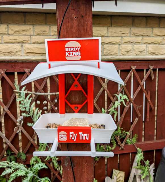 Birdy King Garden Bird Feeding Station - Bird Seed Feeder Quirky Outdoor Decor Wild Food Table Sparrow Blue Tit Blackbird - image 1
