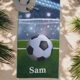 Personalised Beach Towel Embroidered Name Or Initials - Football Sports Sunbathing Swimming Towels