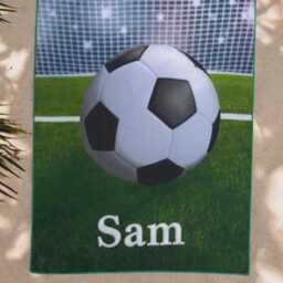 Personalised Beach Towel Embroidered Name Or Initials - Football Sports Sunbathing Swimming Towels - thumbnail 2