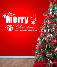 Merry Christmas Festive Design - Vinyl Transfer Decal Wall Sticker - thumbnail 1