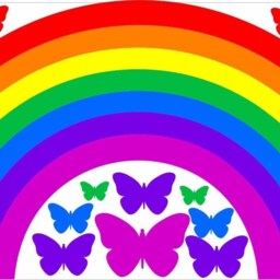 Rainbow & Butterflies Wall Sticker Kit Nursery Decal Car Art Vinyl 2 Sizes Multicolour Bright Children's Bedroom Mural - thumbnail 2