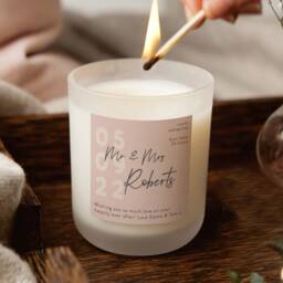 Personalised Wedding Date Candle Mr & Mrs Soy Wax Gift - thumbnail 1