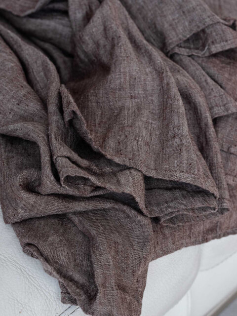 Medium Weight Linen Curtains in Nut Brown Melange & Other - image 1