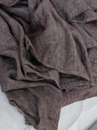 Medium Weight Linen Curtains in Nut Brown Melange & Other - thumbnail 1