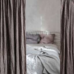 Medium Weight Linen Curtains in Nut Brown Melange & Other - thumbnail 2
