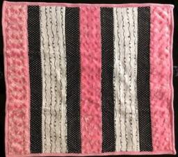 Handmade Modern Baby Minky Blanket Pink & Black With Doodles Burp Cloth - thumbnail 1