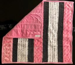 Handmade Modern Baby Minky Blanket Pink & Black With Doodles Burp Cloth - thumbnail 3
