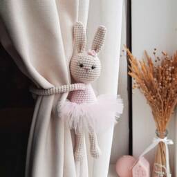 Ballerina Bunny Curtain Tieback Rabbit Tie Back Nursery Animal Bunny Nursery Decor - thumbnail 4