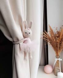 Ballerina Bunny Curtain Tieback Rabbit Tie Back Nursery Animal Bunny Nursery Decor