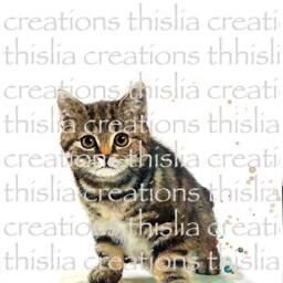 Illustration Of A Kitten, Printing On Drawing Paper, Mixed Techniques Animal Painting - thumbnail 2