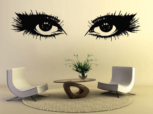 Wall Decals Makeup Girl Woman Cosmetic Eyes Fashion Vinyl Sticker Beauty Salon Home Decor Living Room Art Mural Ms713 - image 1