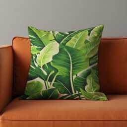 Tropical Banana Leaf Cushion Cover, Bold Green Botanical Throw Pillow Case, Jungle Vibes Home Decor, Lush Nature Living Room Decor - thumbnail 3
