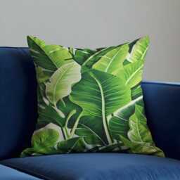 Tropical Banana Leaf Cushion Cover, Bold Green Botanical Throw Pillow Case, Jungle Vibes Home Decor, Lush Nature Living Room Decor - thumbnail 4